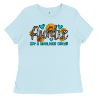 Baby Blue auntie like a mom only cooler Ladies Tee - OliviaCreatesArt