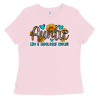 Bubblegum Pink auntie like a mom only cooler Ladies Tee - OliviaCreatesArt