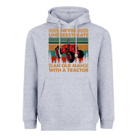 Heather Grey never underestimate an old man with a tractor retro vintage Heavyweight Hoodie - artisFamous