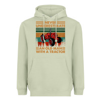 Matcha never underestimate an old man with a tractor retro vintage Heavyweight Hoodie - artisFamous