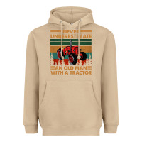 Mushroom never underestimate an old man with a tractor retro vintage Heavyweight Hoodie - artisFamous