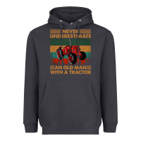 Smoke never underestimate an old man with a tractor retro vintage Heavyweight Hoodie - artisFamous