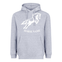 Heather Grey Personalised Horse Printed Equestrian Riding Cob Jumping Rider Horse Heavyweight Hoodie - artisFamous