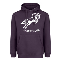 Plum Personalised Horse Printed Equestrian Riding Cob Jumping Rider Horse Heavyweight Hoodie - artisFamous