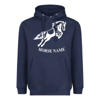Navy Personalised Horse Printed Equestrian Riding Cob Jumping Rider Horse Heavyweight Hoodie - artisFamous