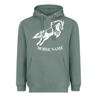 Sage Personalised Horse Printed Equestrian Riding Cob Jumping Rider Horse Heavyweight Hoodie - artisFamous