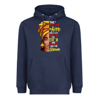 Navy black history month shirt african woman afro i am the storm t shirt Heavyweight Hoodie - artisFamous