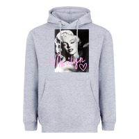 Heather Grey monroe black and white pink handwriting t shirt Heavyweight Hoodie - artisFamous