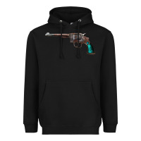 Black Revolver Handgun Heavyweight Hoodie - artisFamous