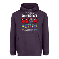 Plum a.mong us it's o.kay to be different autism awareness t shirt Heavyweight Hoodie - artisFamous