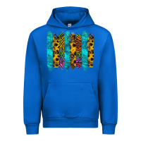 Cobalt turquoise leopard sunflowers colorful Urban Hoodie - RanaPortraitStore