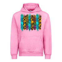 Fuchsia Pink turquoise leopard sunflowers colorful Urban Hoodie - RanaPortraitStore