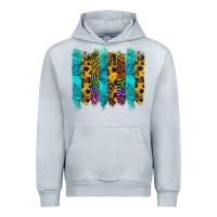 Heather Grey turquoise leopard sunflowers colorful Urban Hoodie - RanaPortraitStore