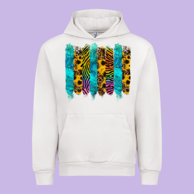Turquoise Leopard Sunflowers Colorful Urban Hoodie Designed By Ranaportraitstore
