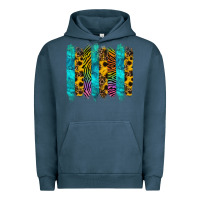Pigment Midnight Navy turquoise leopard sunflowers colorful Urban Hoodie - RanaPortraitStore