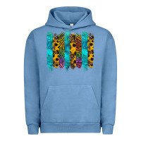 Pigment Pebble Blue turquoise leopard sunflowers colorful Urban Hoodie - RanaPortraitStore