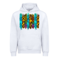 White turquoise leopard sunflowers colorful Urban Hoodie - RanaPortraitStore