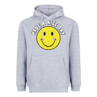 Heather Grey retro   have a nice day   smile happy face Heavyweight Hoodie - artisFamous