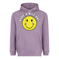 Lavender retro   have a nice day   smile happy face Heavyweight Hoodie - artisFamous