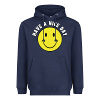 Navy retro   have a nice day   smile happy face Heavyweight Hoodie - artisFamous