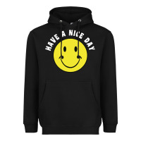 Black retro   have a nice day   smile happy face Heavyweight Hoodie - artisFamous