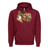 Burgundy horseshoe cowhide cactus patch Zipper Hoodie - AdoDesignShop