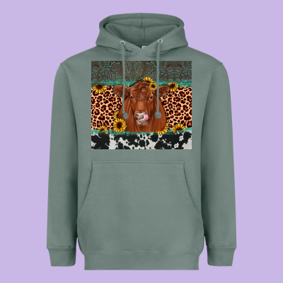 Red Angus Leopard Heavyweight Hoodie Designed By Jahusdesignshop
