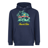 Navy Vintage Funny Beetle Bug Distressed Classic Cars Old Bugs Never Die Heavyweight Hoodie - artisFamous