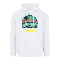 White Vintage Funny Beetle Bug Distressed Classic Cars Old Bugs Never Die Heavyweight Hoodie - artisFamous
