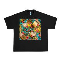 Black honey and bee coffee cup with flowers and leopard seamless pattern bbs Urban Heavy Tee - BundleAndBundleShop