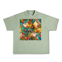 Oil Green honey and bee coffee cup with flowers and leopard seamless pattern bbs Urban Heavy Tee - BundleAndBundleShop
