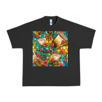 Pigment Black honey and bee coffee cup with flowers and leopard seamless pattern bbs Urban Heavy Tee - BundleAndBundleShop