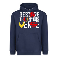 Navy restore the snyderverse Heavyweight Hoodie - artisFamous