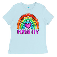 Baby Blue equality rainbow Ladies Tee - OliviaCreatesArt