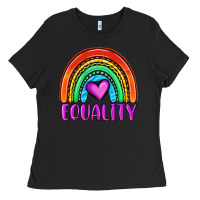 Black equality rainbow Ladies Tee - OliviaCreatesArt
