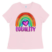 Bubblegum Pink equality rainbow Ladies Tee - OliviaCreatesArt
