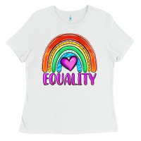 White equality rainbow Ladies Tee - OliviaCreatesArt