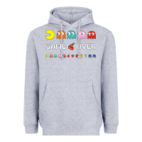 Heather Grey cool retro 80s pacman ghosts video games Heavyweight Hoodie - artisFamous