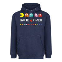 Navy cool retro 80s pacman ghosts video games Heavyweight Hoodie - artisFamous