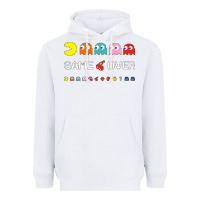 White cool retro 80s pacman ghosts video games Heavyweight Hoodie - artisFamous