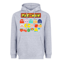 Heather Grey 80s pacman ghosts video games Heavyweight Hoodie - artisFamous