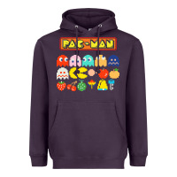Plum 80s pacman ghosts video games Heavyweight Hoodie - artisFamous