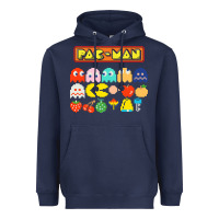 Navy 80s pacman ghosts video games Heavyweight Hoodie - artisFamous