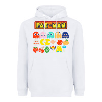 White 80s pacman ghosts video games Heavyweight Hoodie - artisFamous