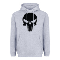 Heather Grey the punisher skull black Heavyweight Hoodie - artisFamous