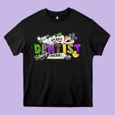 Dentist Mardi Gras Heavy Core Tee Designed By Cowgirlartshop