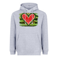 Heather Grey Watermelon Heart Heavyweight Hoodie - artisFamous