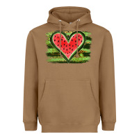 Toasted Coconut Watermelon Heart Heavyweight Hoodie - artisFamous