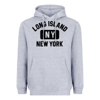 Heather Grey long island ny gym style distressed amber print Heavyweight Hoodie - artisFamous