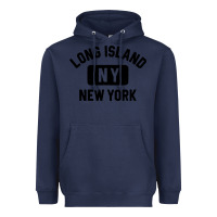 Navy long island ny gym style distressed amber print Heavyweight Hoodie - artisFamous